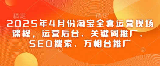 2025年4月份淘宝全套运营现场课程，运营后台、关键词推广、SEO搜索、万相台推广-源创智汇网