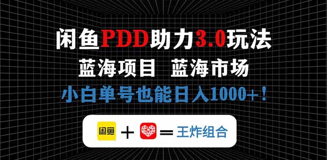 闲鱼卖拼多多助力项目，蓝海市场新手也能单号日入1000+-源创智汇网