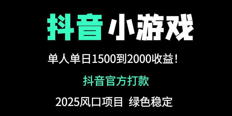 抖音官方小游戏2025全网最新玩法，暴利赚钱项目，单机日入2000+-源创智汇网