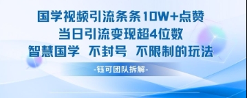 国学视频引流条条10W+点赞当日引流变现超4位数-源创智汇网