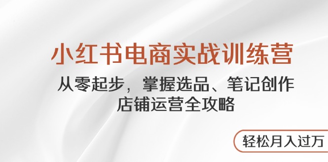 小红书电商实战训练营，从零起步，掌握选品、笔记创作、店铺运营全攻略…-源创智汇网