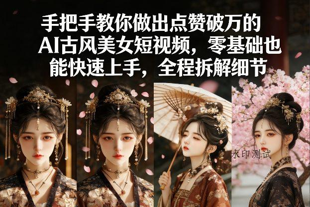 手把手教你做出点赞破万的AI古风美女短视频，零基础也能快速上手，全程拆解细节-空间云网创