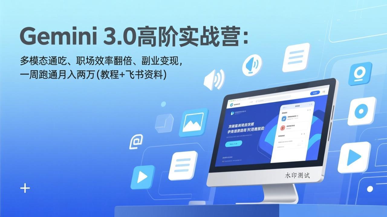 Gemini 3.0高阶实战营：多模态通吃、职场效率翻倍、副业变现，一周跑通月入两万(教程+飞书资料-空间云网创