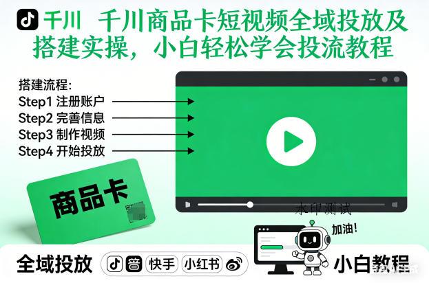 千川商品卡短视频全域投放及搭建实操,小白轻松学会投流教程(更新26年2月)-空间云网创