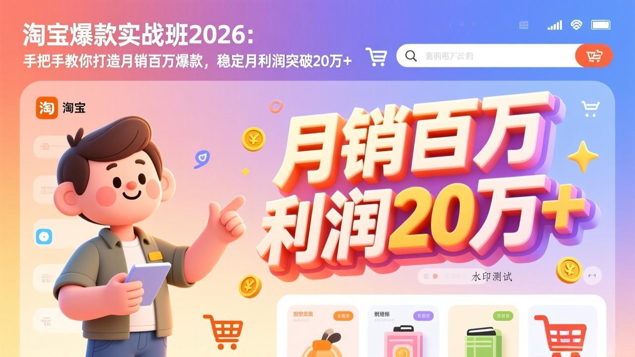 淘宝爆款实战班-2026年2月更新：手把手教你打造月销百万爆款，稳定月利润突破20万+-空间云网创
