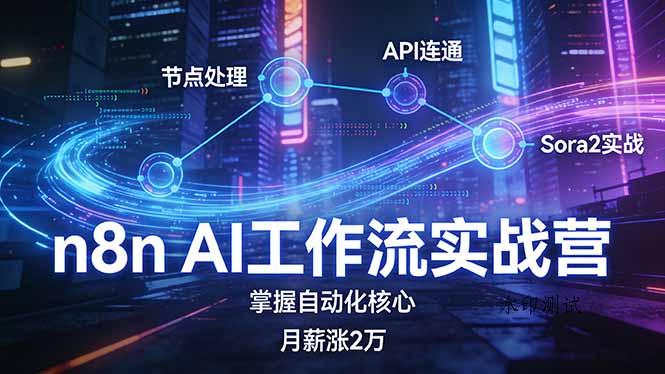 n8n AI工作流实战营，节点处理+API连通+Sora2实战，掌握自动化核心月薪涨2万-空间云网创