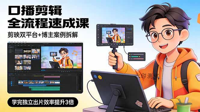 口播剪辑全流程速成课，剪映双平台+博主案例拆解，学完独立出片效率提升3倍-空间云网创