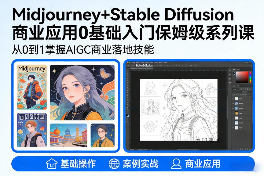 AIGC商业应用Midjourney+Stable Diffusion教程，0基础入门保姆级系列课-空间云网创