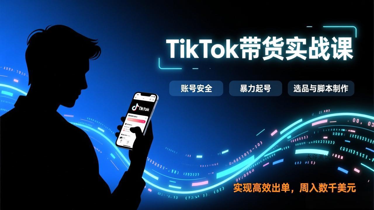 TikTok带货实战课,涵盖账号安全、暴力起号、选品与脚本制作,实现高效出单,周入数千美元-空间云网创
