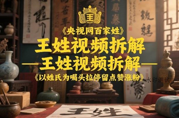 央视网百家姓–王姓视频拆解,以姓氏为噱头拉停留点赞涨粉-空间云网创