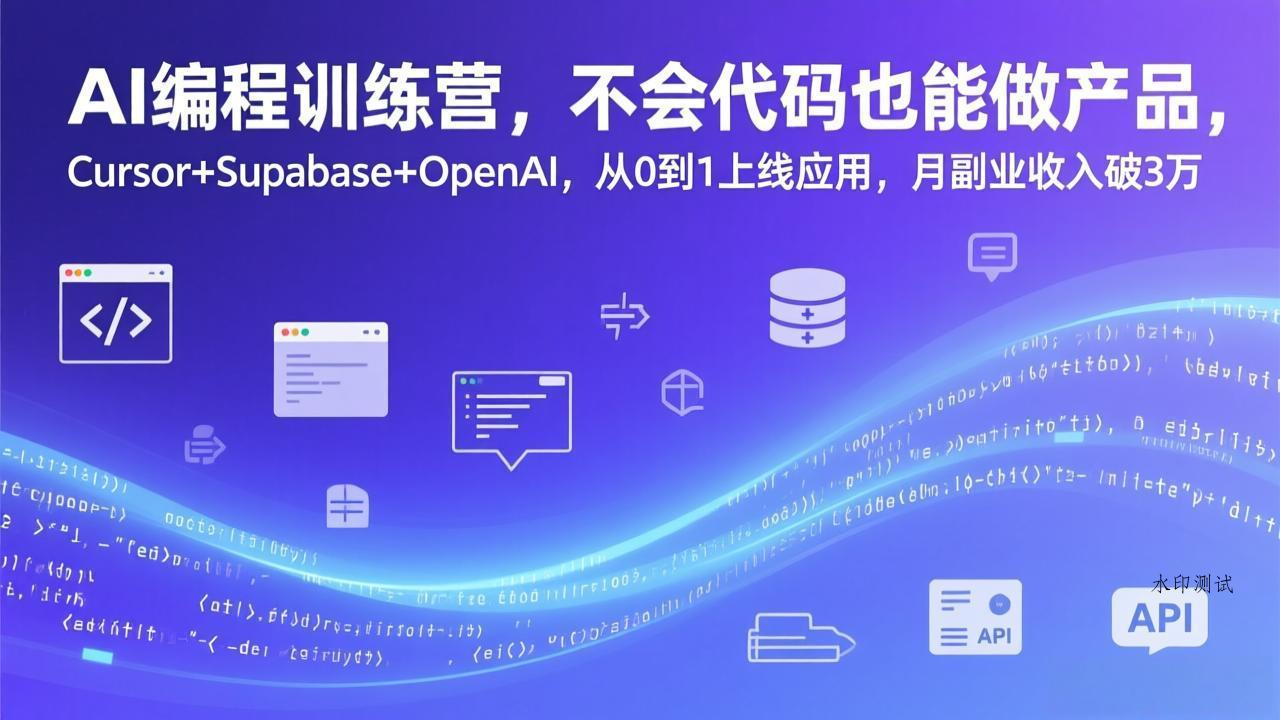 AI编程训练营，不会代码也能做产品，Cursor+Supabase+OpenAI，从0到1上线应用，月副业收入破3万-空间云网创