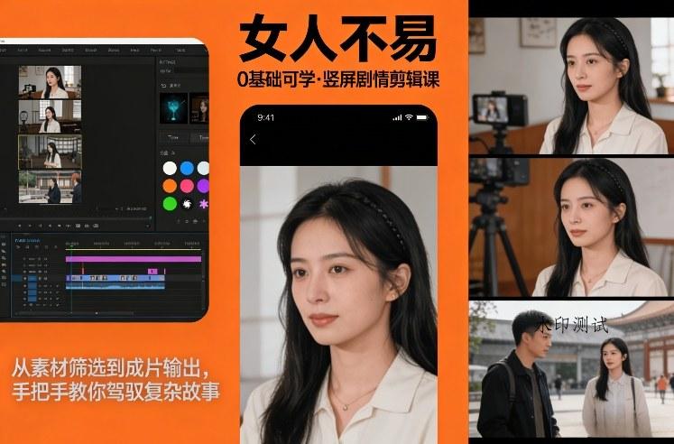 0基础可学！《女人不易》竖屏剧情剪辑课，从素材筛选到成片输出，手把手教你驾驭复杂故事-空间云网创