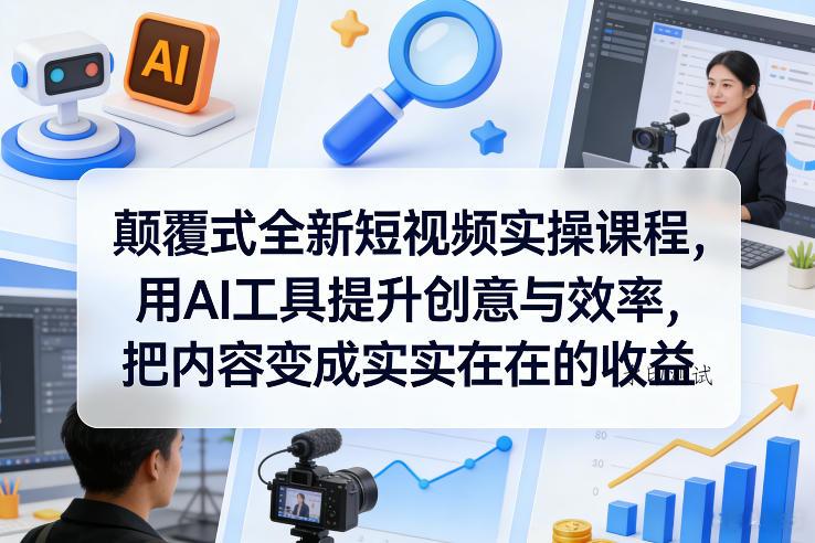 颠覆式全新短视频实操课程,用AI工具提升创意与效率,把内容变成实实在在的收益-空间云网创