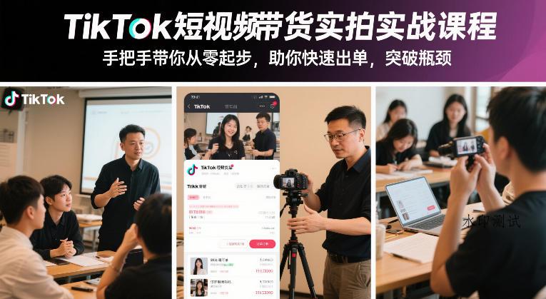 TikTok短视频带货实拍实战课程，手把手带你从零起步，助你快速出单，突破瓶颈-空间云网创