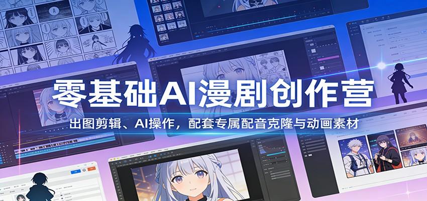 零基础AI漫剧创作营：出图剪辑、AI操作，配套专属配音克隆与动画素材-空间云网创
