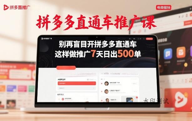 拼多多直通车推广课，别再盲目开拼多多直通车，这样做推广7天日出500单-空间云网创