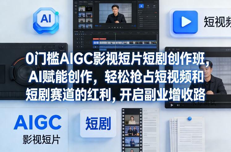 0门槛AIGC影视短片短剧创作班，AI赋能创作，轻松抢占短视频和短剧赛道的红利，开启副业增收路-空间云网创